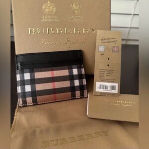 Burberry Checkered Black and Brown Card Holder